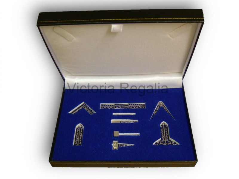 Masonic Mini Working Tool Gift Set with Lapel Pin Bright Silver Finish 