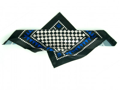 Masonic Chequered Pocket Square with Square, Compasses and G Symbol (Royal Blue)