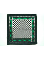 Masonic Chequered Pocket Square with Square, Compass and G Symbol (Green)