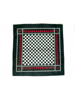 Masonic Chequered Pocket Square with Square, Compasses and G Symbol (Crimson)