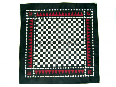 Masonic Chequered Pocket Square with Square, Compass and G Symbol (Crimson)