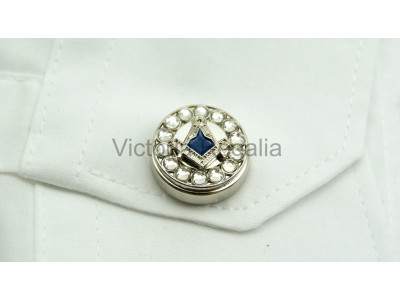 Freemasons Silver Cuff Button Cover with Masonic Square and Compass (Pair)