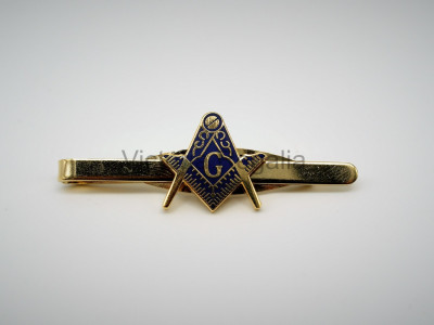 Masonic Square, Compass and G  Freemasons Tie Slide - Blue