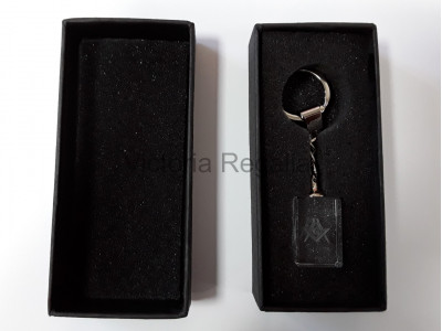 Masonic Keyring with engraved Square, Compass and G Symbol