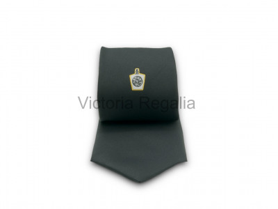 Black Tie with Woven White Masonic Mark Emblem