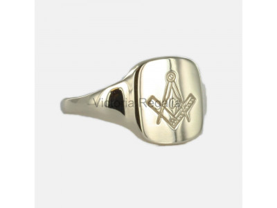 Masonic 9ct Gold Signet Ring with Square, Compass and G Symbol