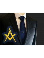Navy Tie with Gold Square and Compass