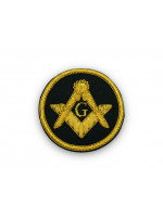 Masonic Stitch-on Patch - Hand Embroidered Square and Compass with G in Gold Bullion Wire