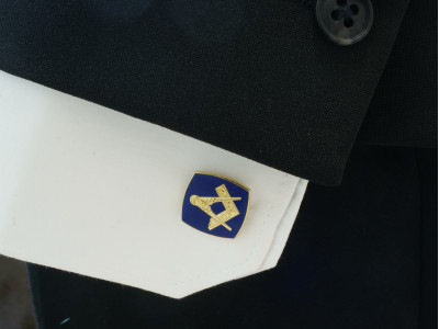 Masonic Square and Compass Freemasons Cufflinks - Navy Blue and Gold