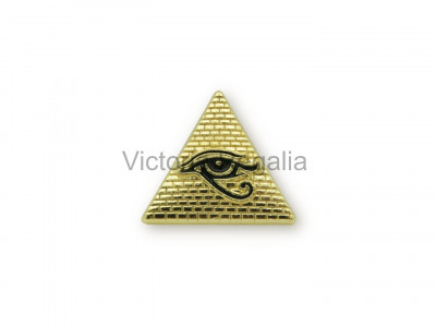 Masońskie oko Horusa na szpilce do klapy masońskiej piramidy - kolor złoty