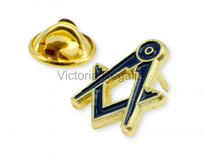 Freemasons Blue and Golden Square & Compass Masonic Lapel Pin