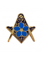 Masonic Square och Compass Gold Freemasons Lapel Pin med Forget Me Not