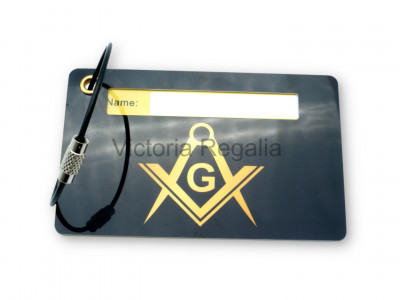 Freemasons Luggage Tag with Masonic Square, Compasses and G