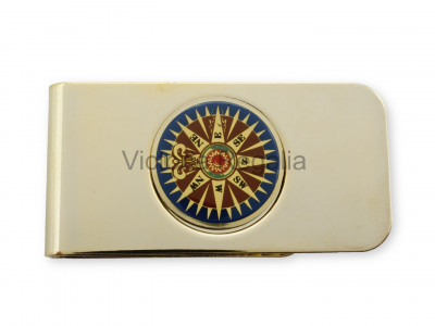 Money Clip with Decorative Compass - Golden Colour