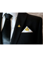 Masonic Plain White Pocket Square with Gold embroidered Freemasons Square Compass and G (SC&G)