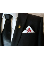 Masonic Plain White Pocket Square with Red embroidered Freemasons Square Compasses and G (SC&G)