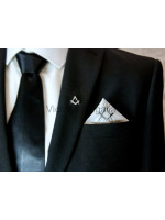 Masonic Plain White Pocket Square with Silver embroidered Freemasons Square and Compasses (S&C)