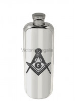 Masonic Hip Flask in Pewter Top Pocket Flask 3 oz