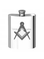 Masonic Hip Flask in Pewter  6 oz with Square Compass 