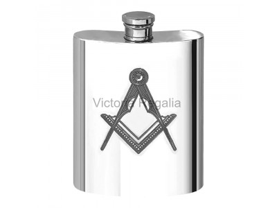 Masonic Hip Flask in Pewter  6 oz with Square Compass 