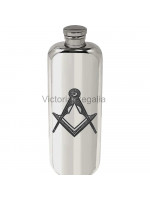 Masonic Hip Flask in Pewter Top Pocket Flask 3 oz  with Square Compass 