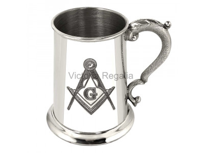 Masonic 1 pint  Tankard made in Pewter with square Compass and G engraved