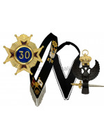 30th Degree Full Set: Collarette with Eagle Jewel, and Sash with Star Jewel - English Constitution