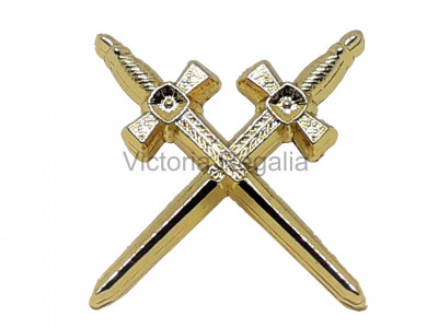 Crossed Swords Masonic Freemasons Lapel Pin - Gold