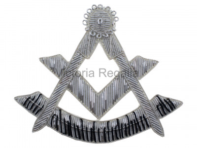 Masonic Hand-Embroidered Silver Bullion Wire Past Master Flap Badge - Scottish Constitution