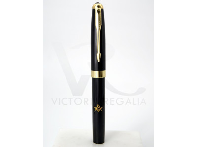 Black Masonic Gel Pen - with Square & compass with "G"