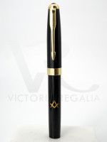 Black & Gold  Masonic Pen with Square & Compass symbol