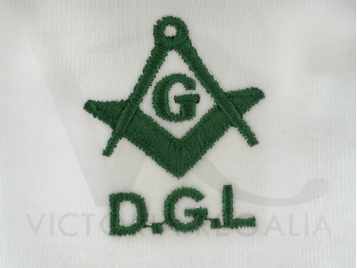  Cotton Gloves with Green Square Compass and G plus DGL - Masonic