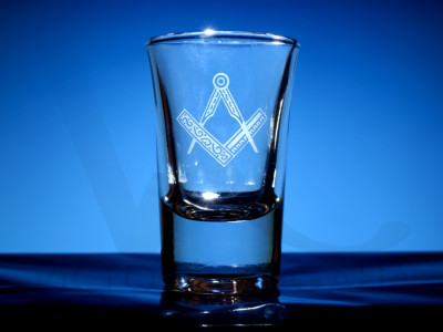 Conical Shot Glass with Masonic Square and Compass Freemasons
