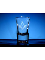 Conical Shot Glass with Masonic Square, Compass and G Freemasons
