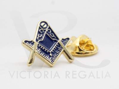 Square and Compass Gold and Blue Masonic Freemasons Lapel Pin