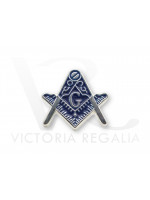 Square and Compass with G Silver and Blue Masonic Freemasons Lapel Pin