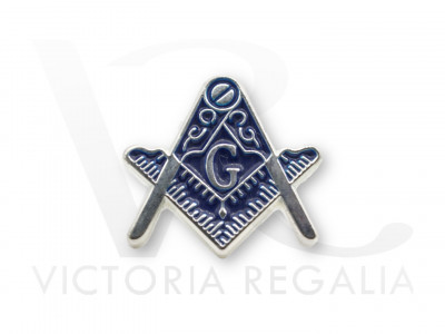 Square and Compass with G Silver and Blue Masonic Freemasons Lapel Pin
