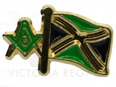 Freemasons Jamaica Flag and Masonic Square and Compass Lapel Pin