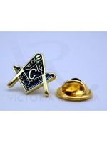 Square and Compass with "G"- Gold and Blue Masonic Freemasons Lapel Pin