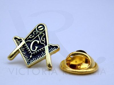 Square and Compass with "G"- Gold and Blue Masonic Freemasons Lapel Pin