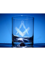 Whisky Tumbler Glass with Masonic Square and Compass Freemasons