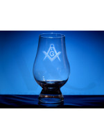 Glencairn Whisky Glass with Masonic Square, Compass and G Freemasons
