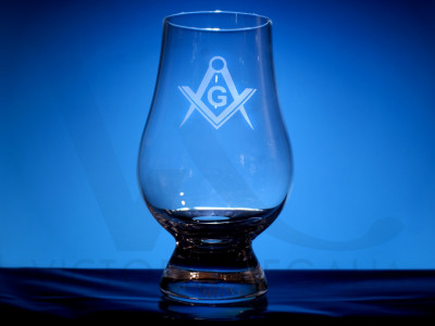 Glencairn Whisky Glass with Masonic Square, Compass and G Freemasons