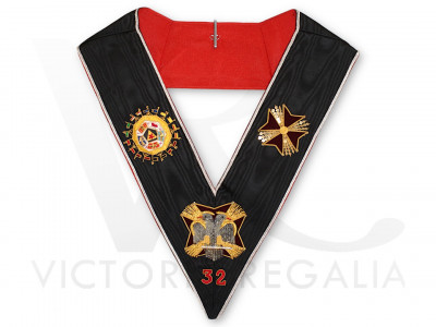 32nd Degree Full Set -  Hand embroidered Collar, Collarette & Jewel