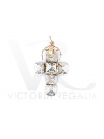 Handgjord Masonic Orb Fob Ball Cross Pendant - 9 karat guld med guldpläterad silverkärna - Medium storlek
