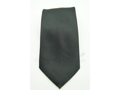 Cravate noire avec emblème maçonnique blanc tissé et emblème discret