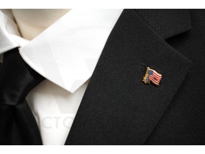 Bandera de los masones de los Estados Unidos y pin de solapa masónico de SC&G