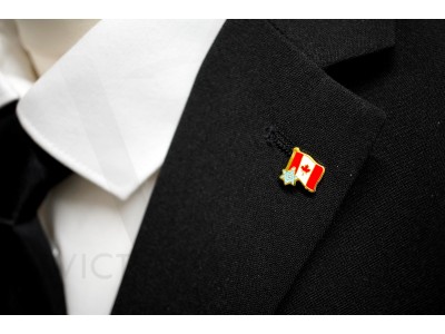 Frimurare Kanada flagga med frimurarnas S&C kavajstift