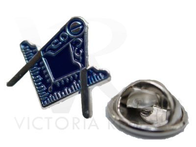 Square and Compass with- Silver and Blue Masonic Freemasons Lapel Pin