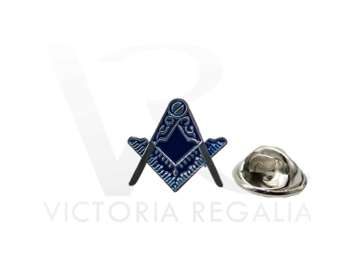 Square and Compass with- Silver and Blue Masonic Freemasons Lapel Pin